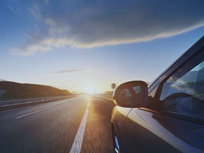 driving car on road